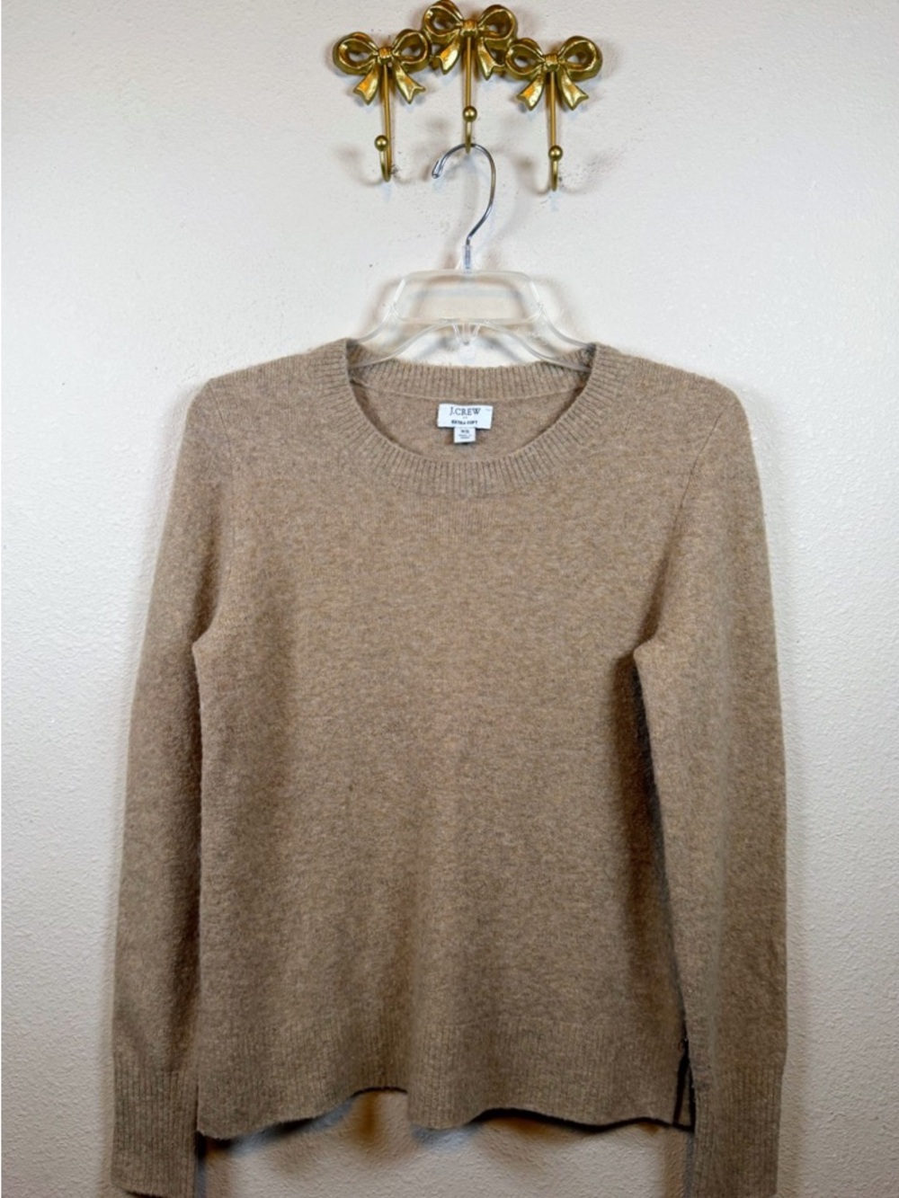 J. Crew Extra-Soft Classic Crewneck Taupe Knit Sweater. Size XSp